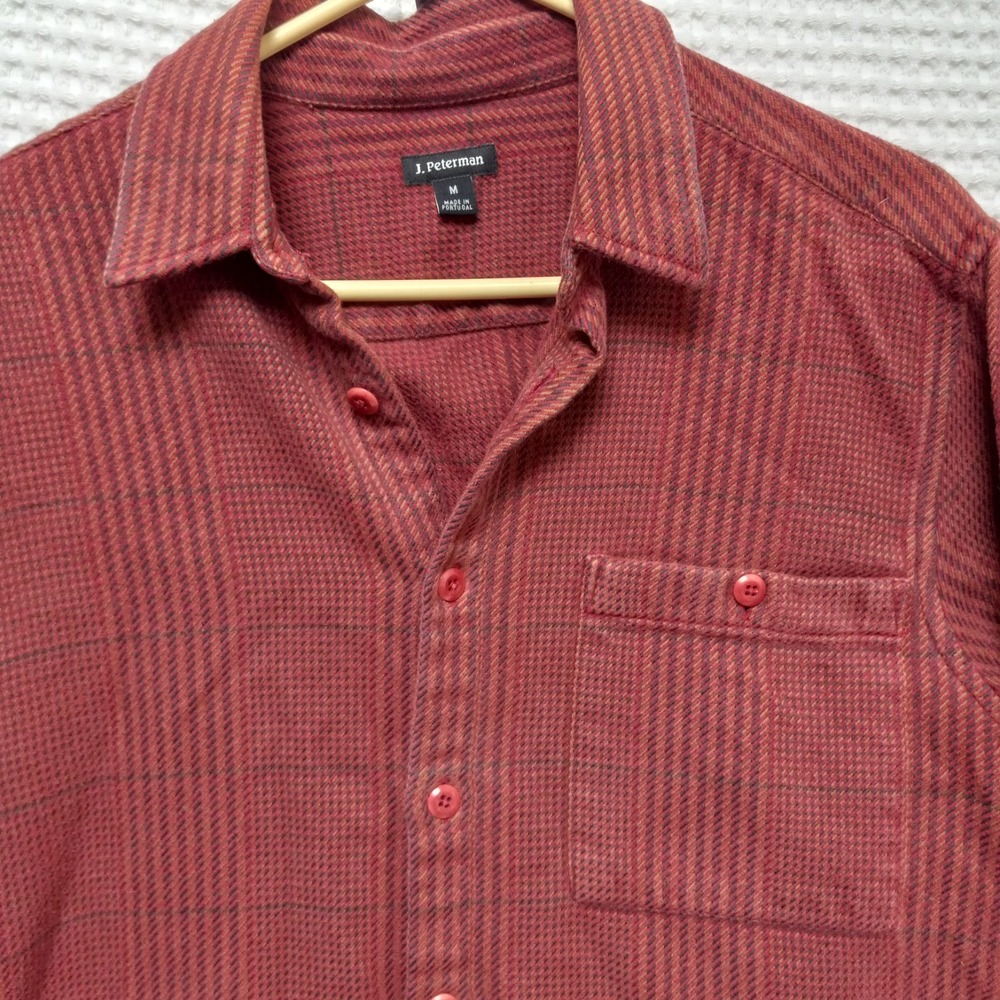 J. Peterman Seinfeld Button Up Shirt Mens M Red Cotton Flannel RN 77608